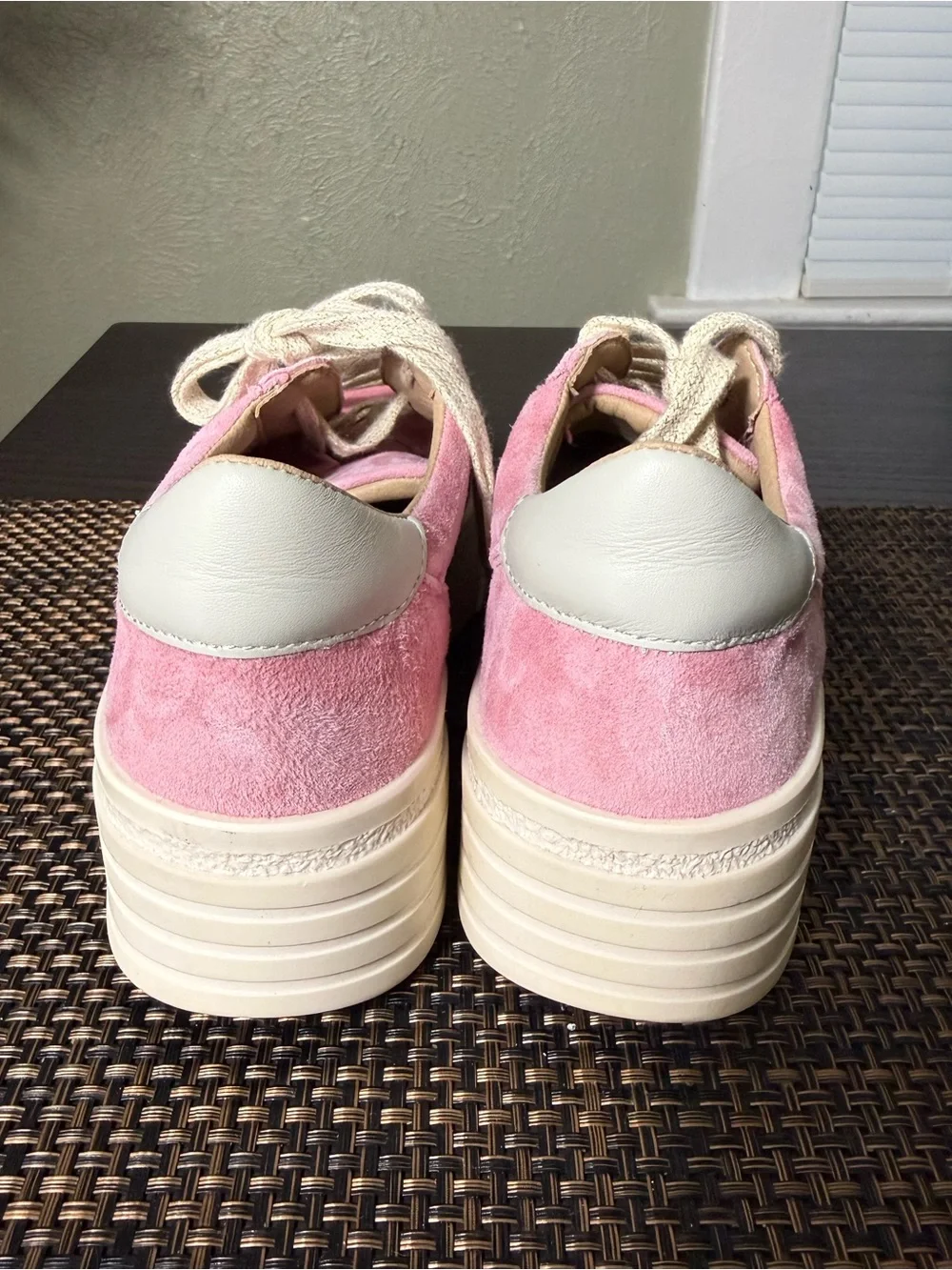 Bos. & Co. Pink Suede Platform Sneaker with Cream Sole